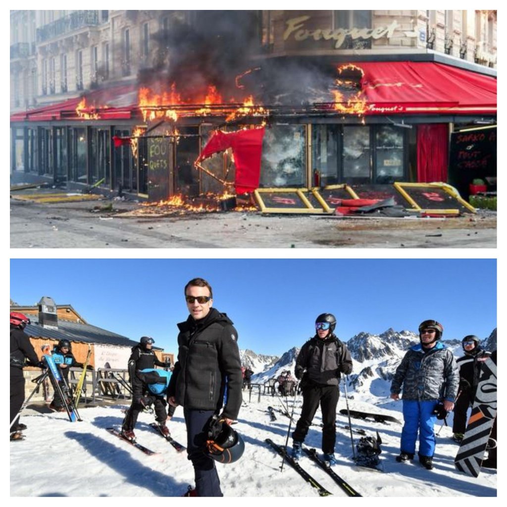 Paris incendiée, Macron au ski